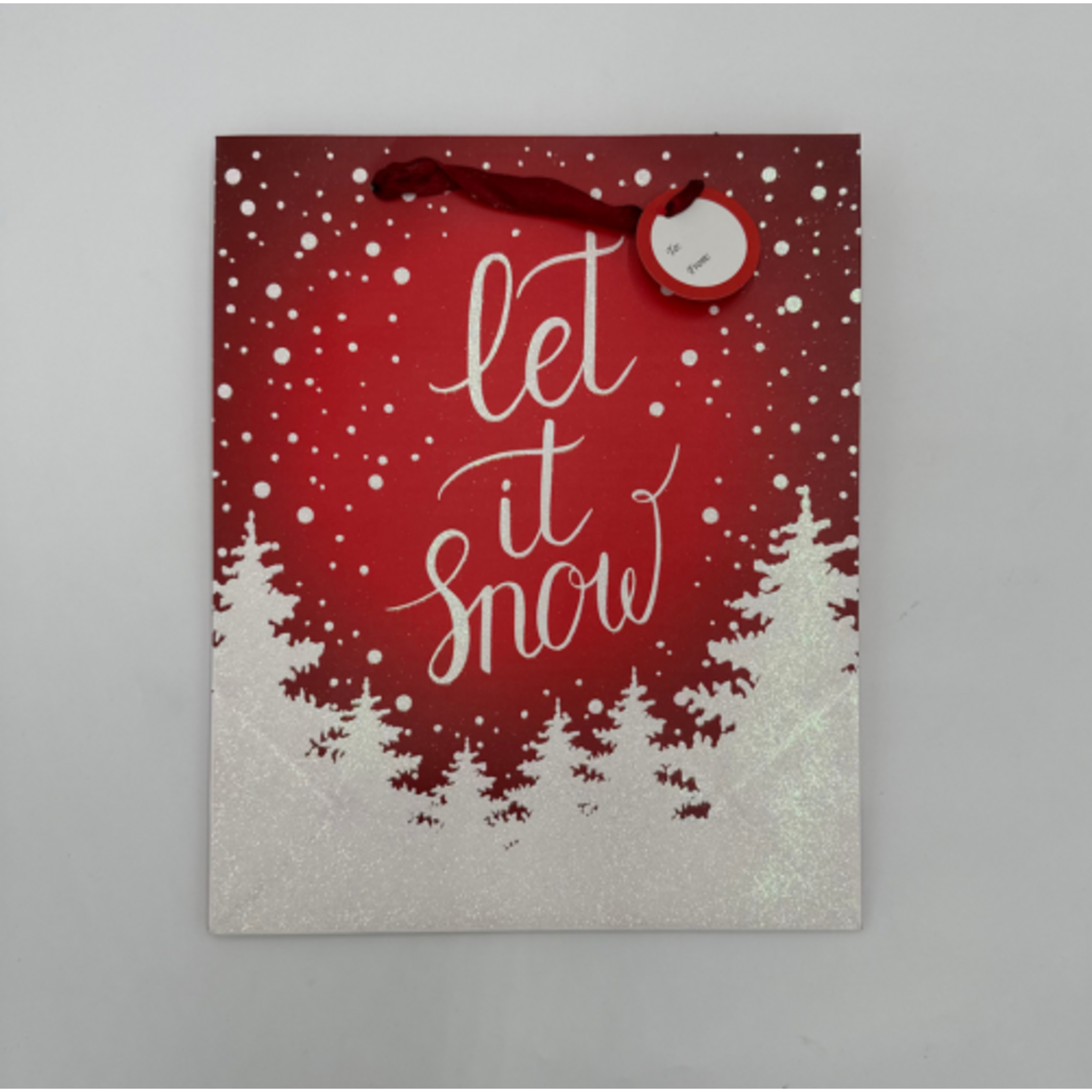 CHRISTMAS LGE GLITTERED BAG SNOW