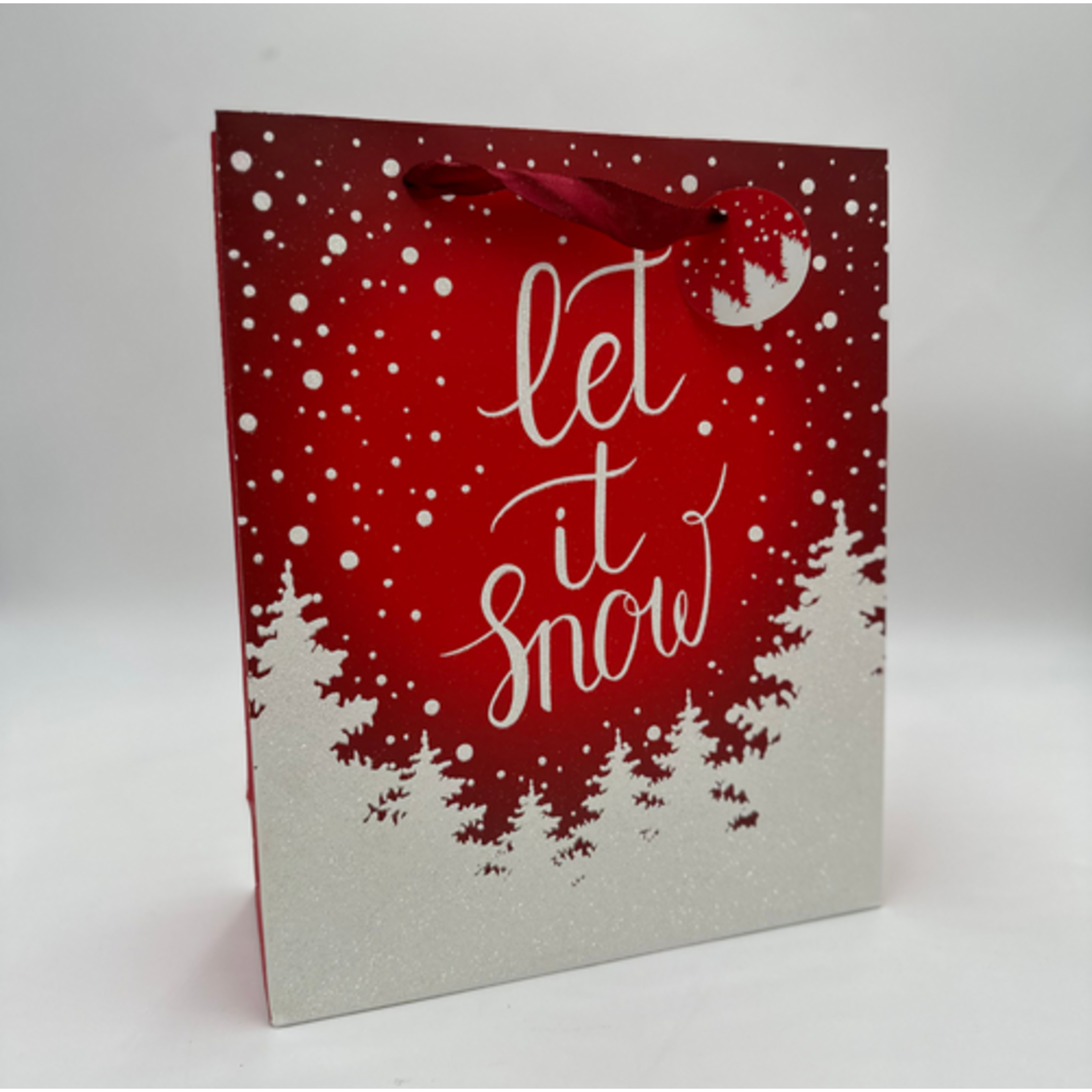 CHRISTMAS LGE GLITTERED BAG SNOW