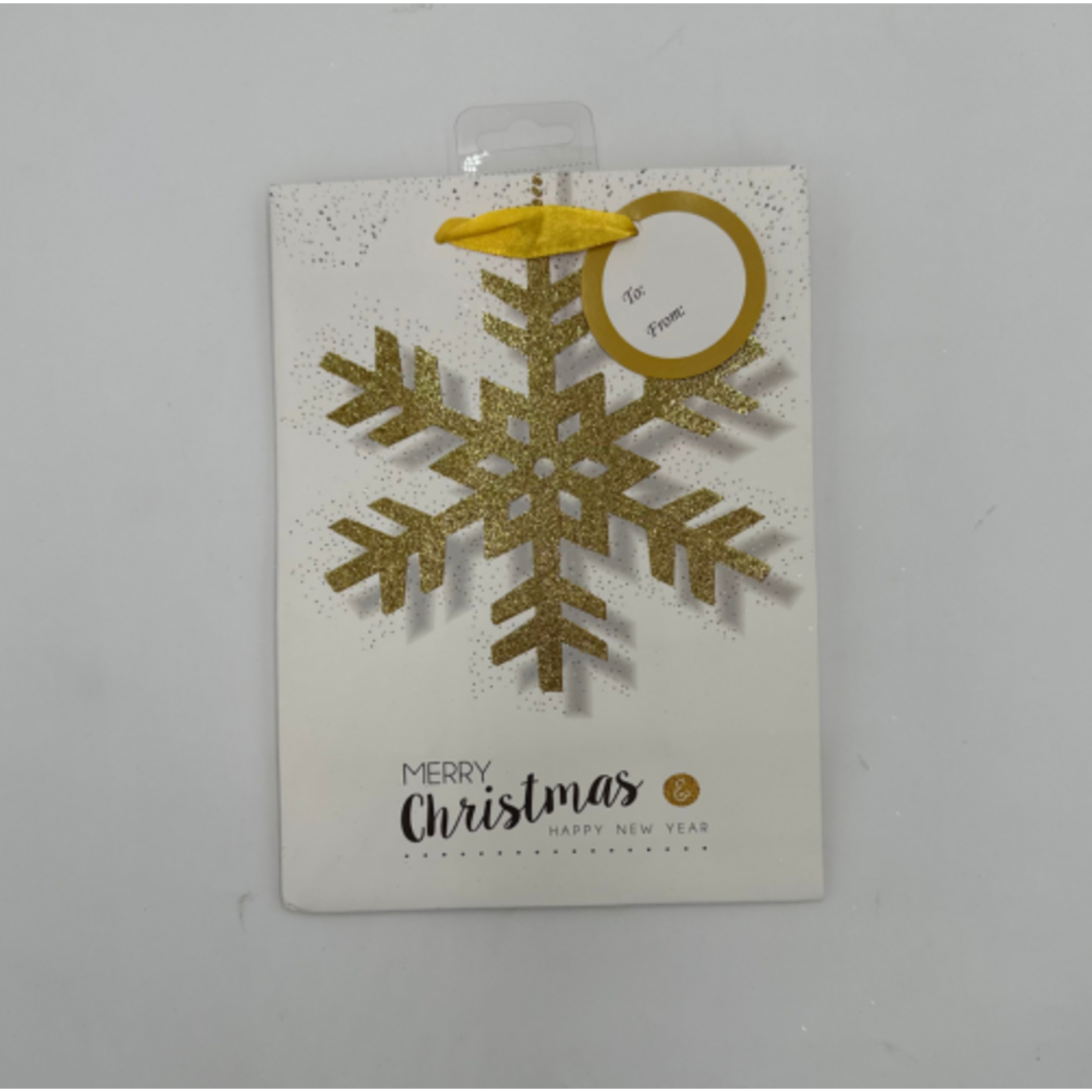 CHRISTMAS MED GLITTERED BAG GOLD SNOWFLAKE