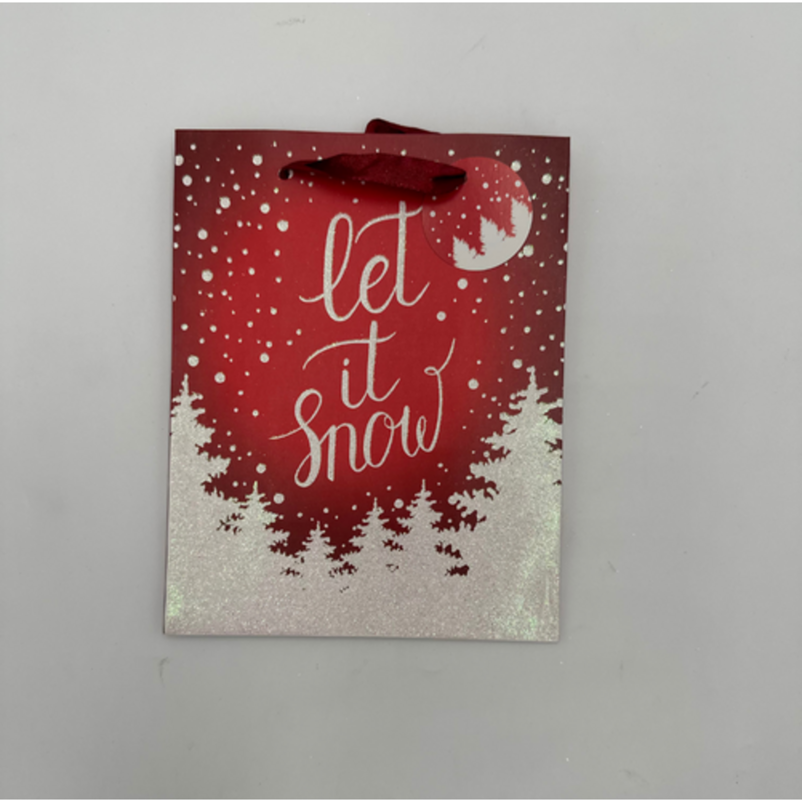 CHRISTMAS MED GLITTERED BAG SNOW