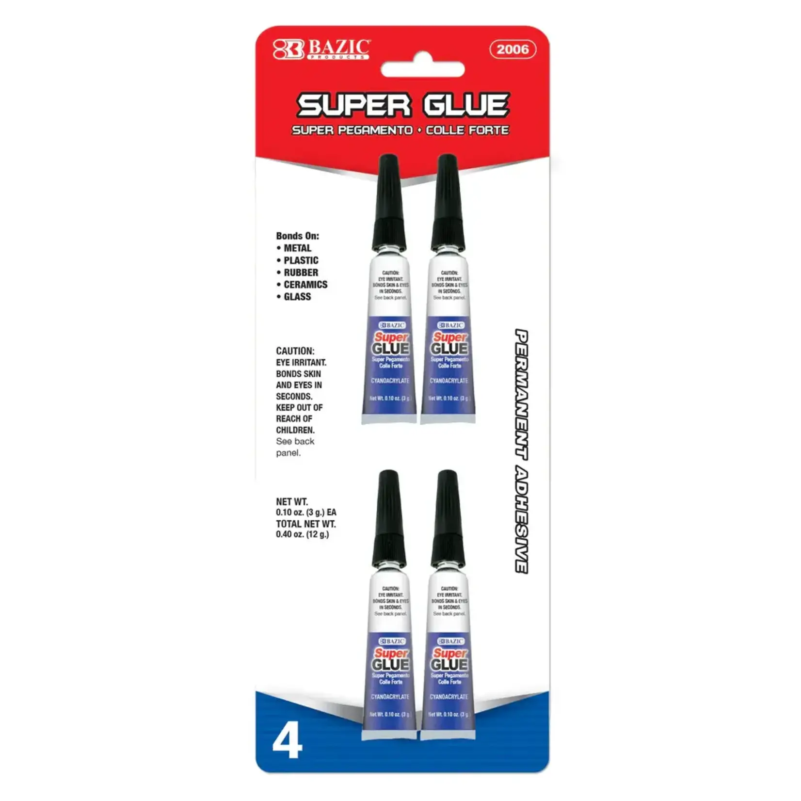 Bazic Super Glue  0.10oz (4/Pack)