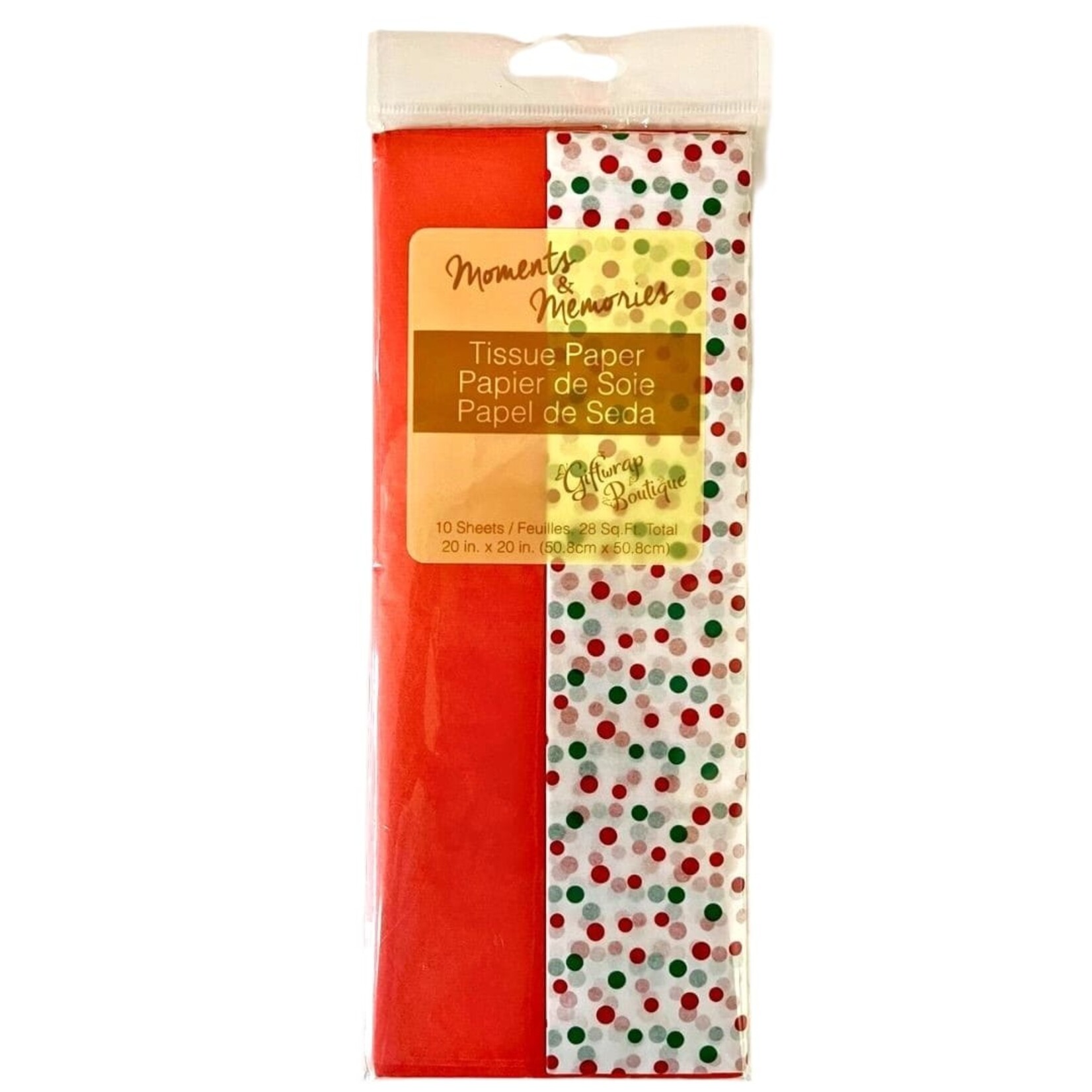 10CT STEP FOLD XMAS PRINTED TISSUE, POLKADOT&RED