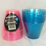 10CT 9OZ PLASTIC SODA GLASS, BLUE/PINK ASST