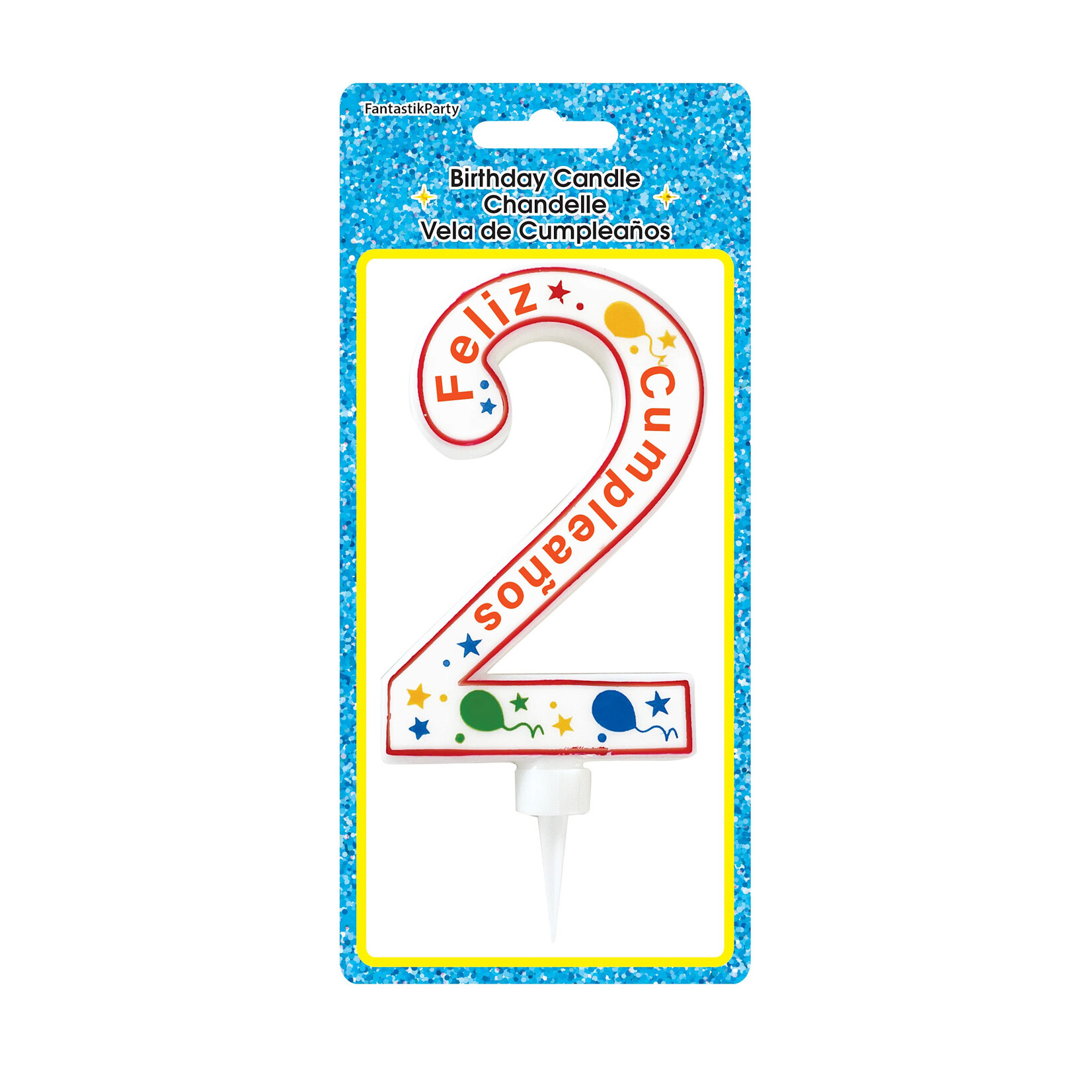GIANT NUMERAL CANDLE FELIZ CUMPLEANOS 2 PK
