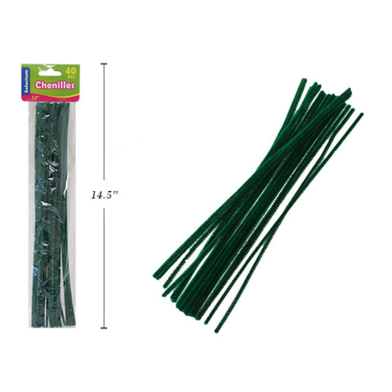 12" CHENILLES DARK GREEN 40/BAG 4 MM THICKNESS