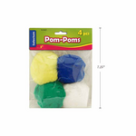 Selectum Pom Poms, 3 Inch Sizes, Assorted Colors - 4 Pieces
