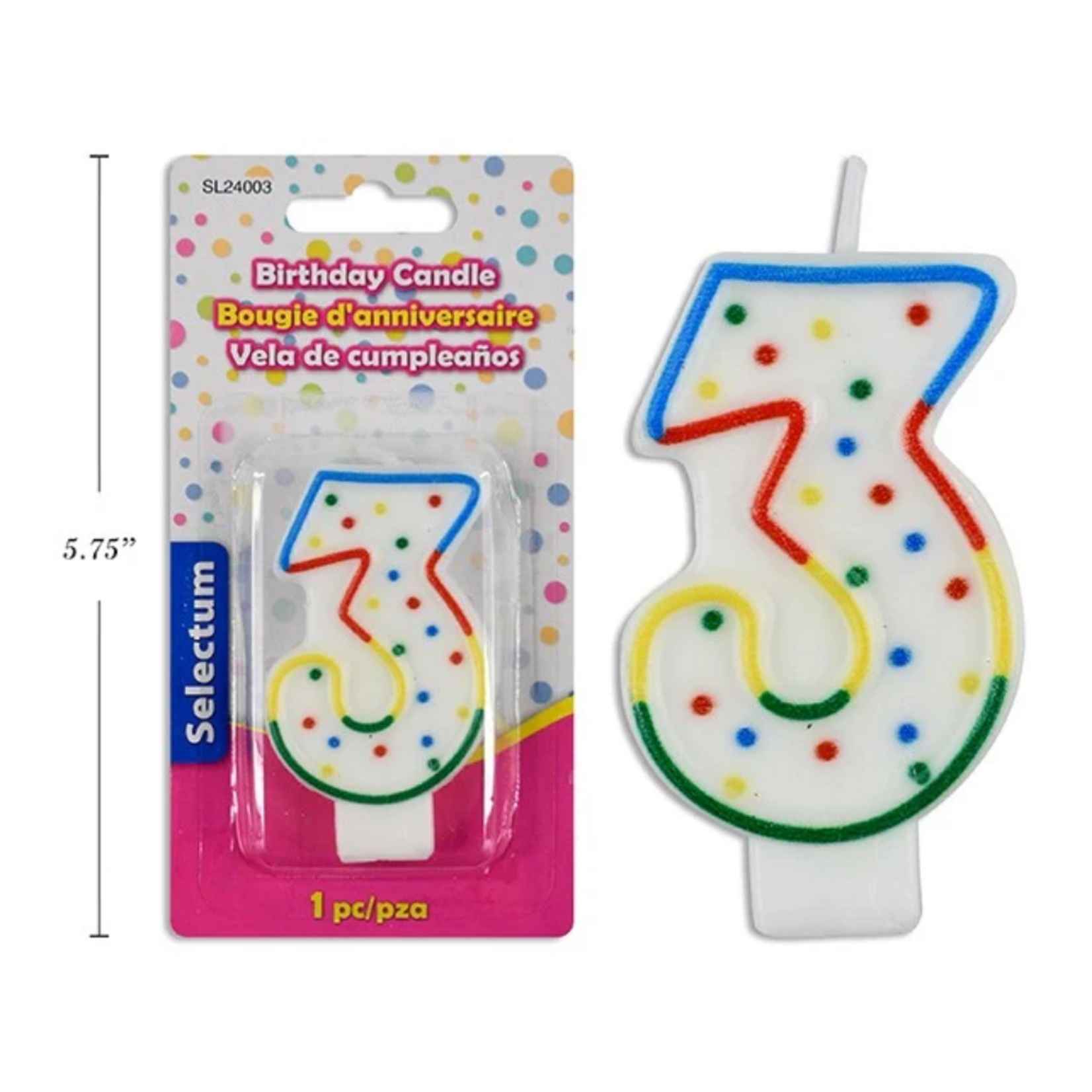 "NUMBERED BIRTHDAY CANDLE #3 "