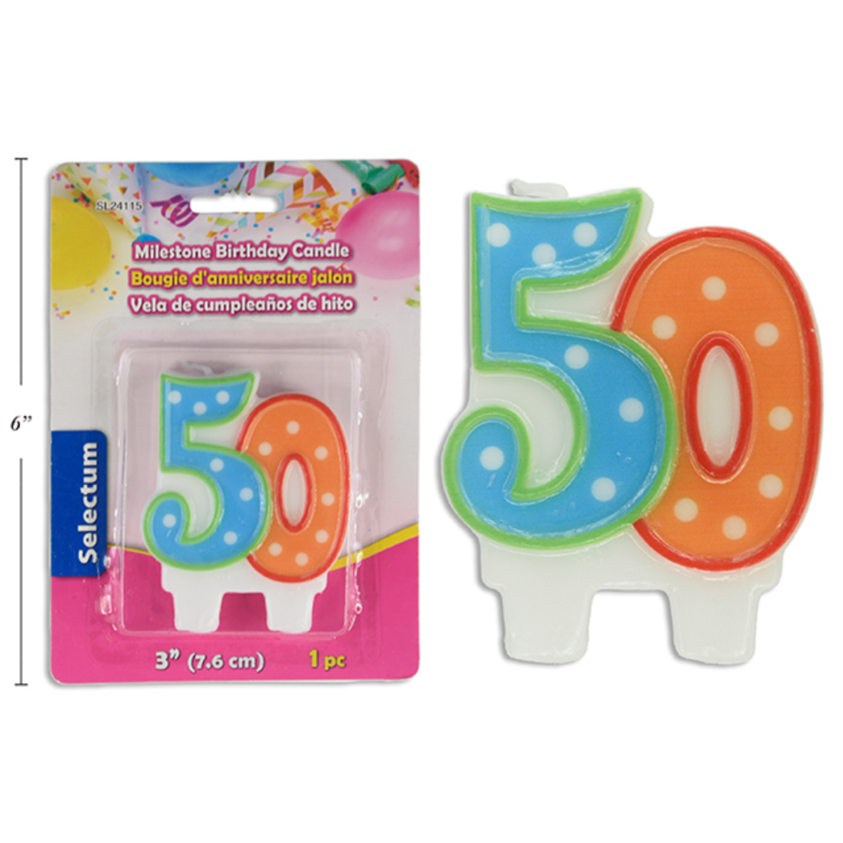 3" Milestone Birthday Candle #50