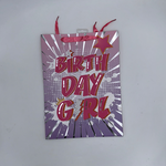 Birhtday Girl Gift Bag XL 12.5X16.5X4.75" 210gms Pink w/Bolt