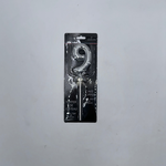 "9"" Silver Cake Topper with stem & ribbon #9 "