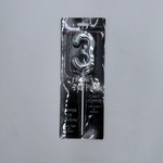 "9"" Silver Cake Topper with stem & ribbon #3 "