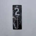 "9"" Silver Cake Topper with stem & ribbon #2 "