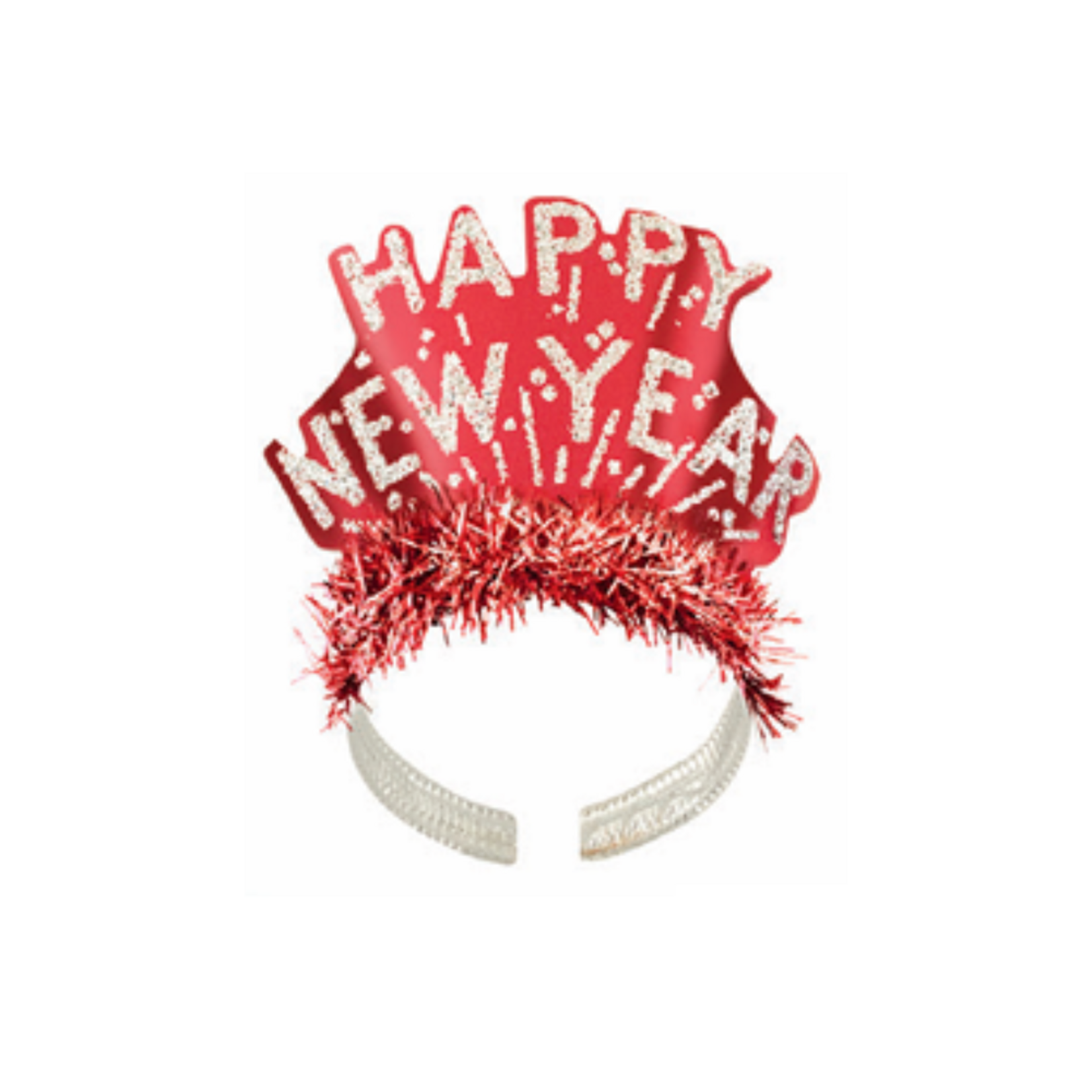 Glitter Happy New Year Tiaras with Metallic Fringe/tinsel