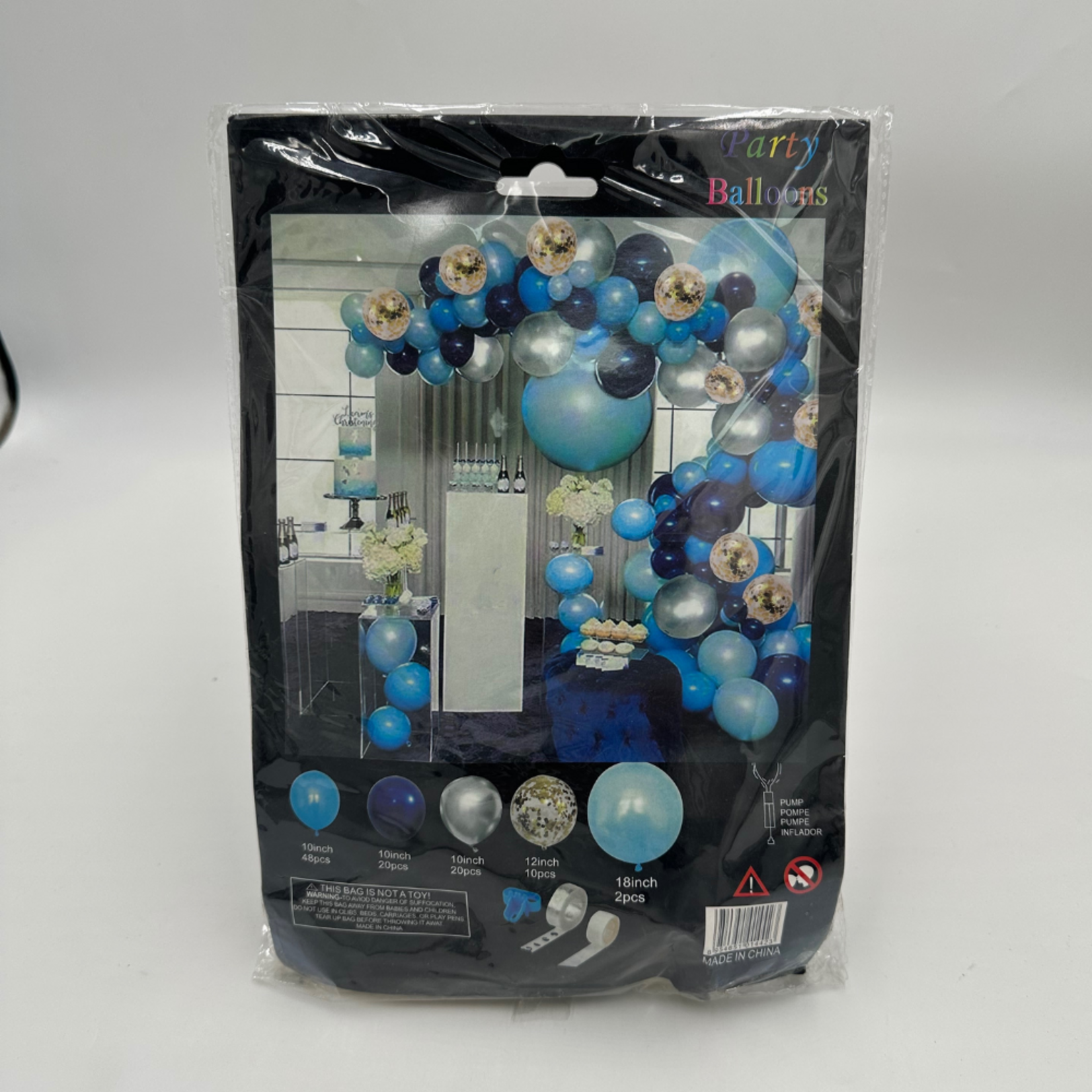 A1 GARLAND BALOONS MIX NAVY BLUE SILVER BABY BLUE