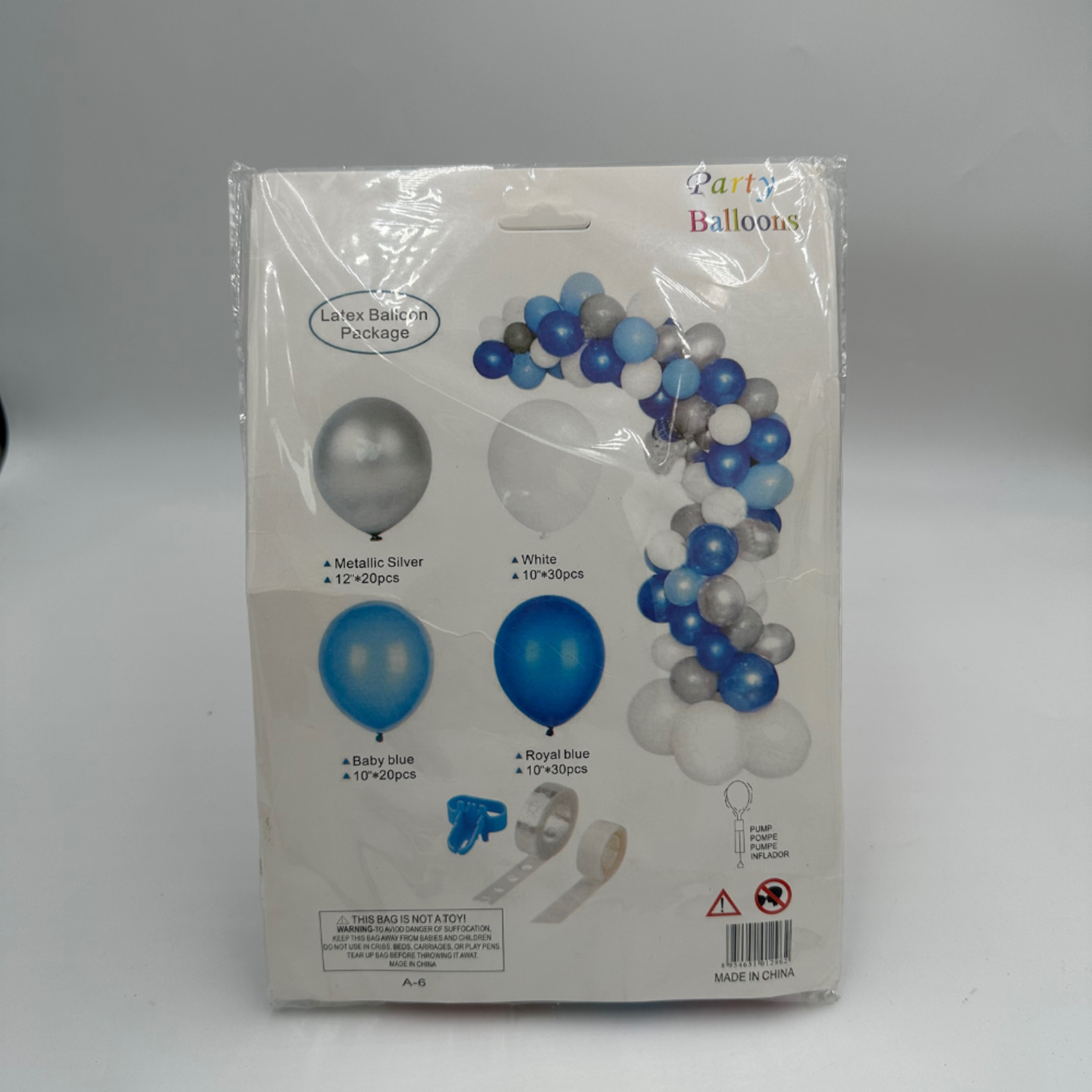 A1 GARLAND BALOONS MIX SILVER WHITE BLUE