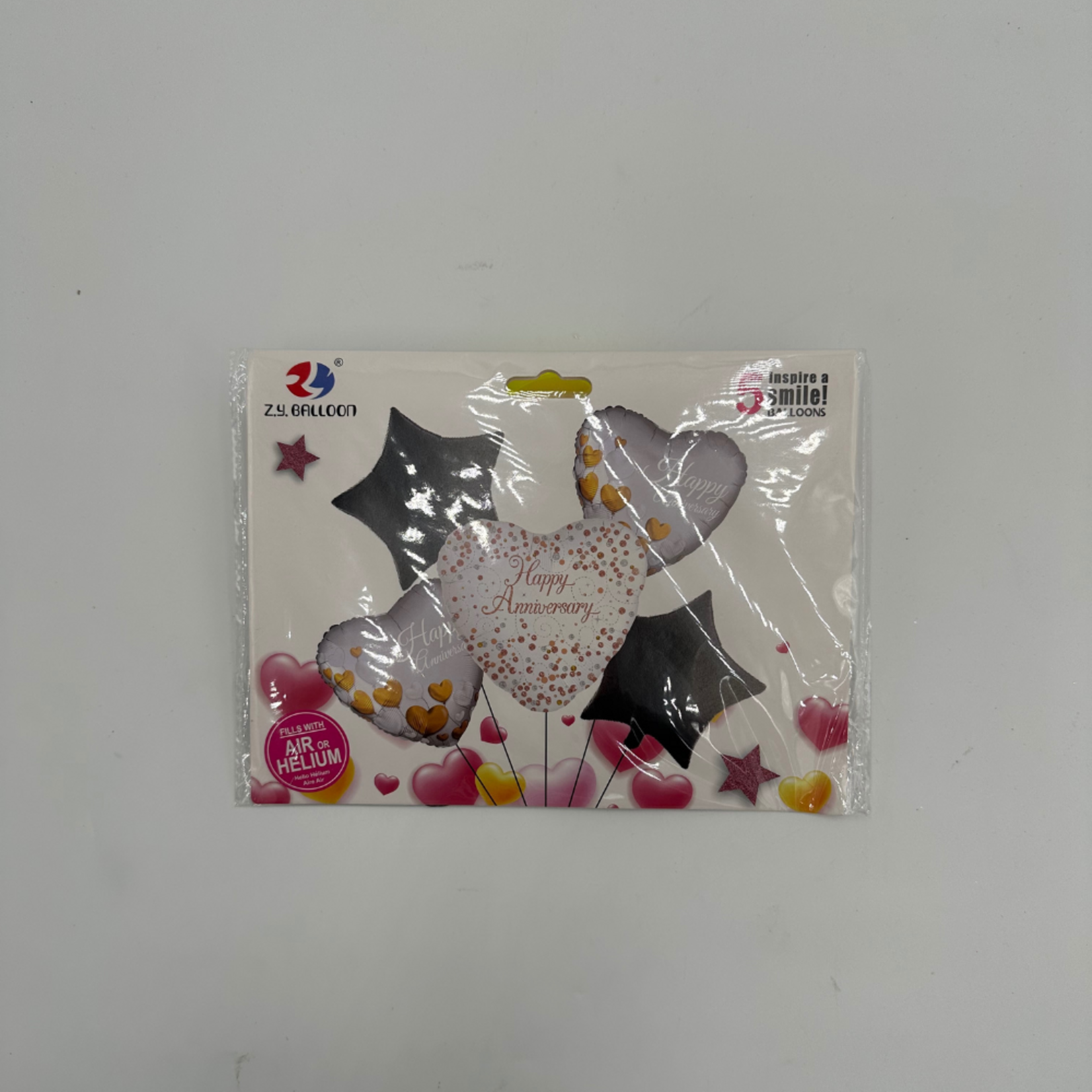 HAPPY ANNIVERSERY BALLOON SET BLACK SILVER