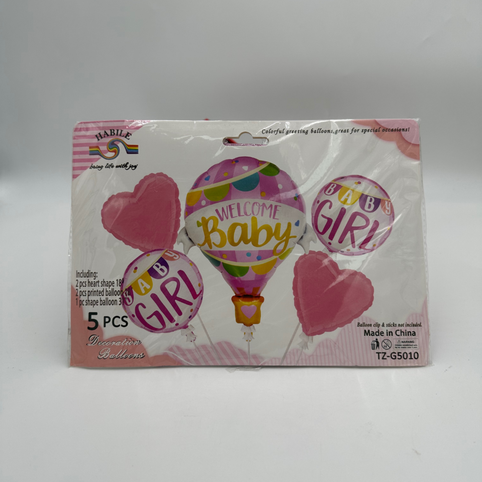 WELCOME BABY GIRL BALLOON SET