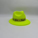 Plastic Neon Fedoras w/HNY Neon Band Neon Yellow