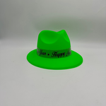Plastic Neon Fedoras w/HNY Neon Band Neon Green