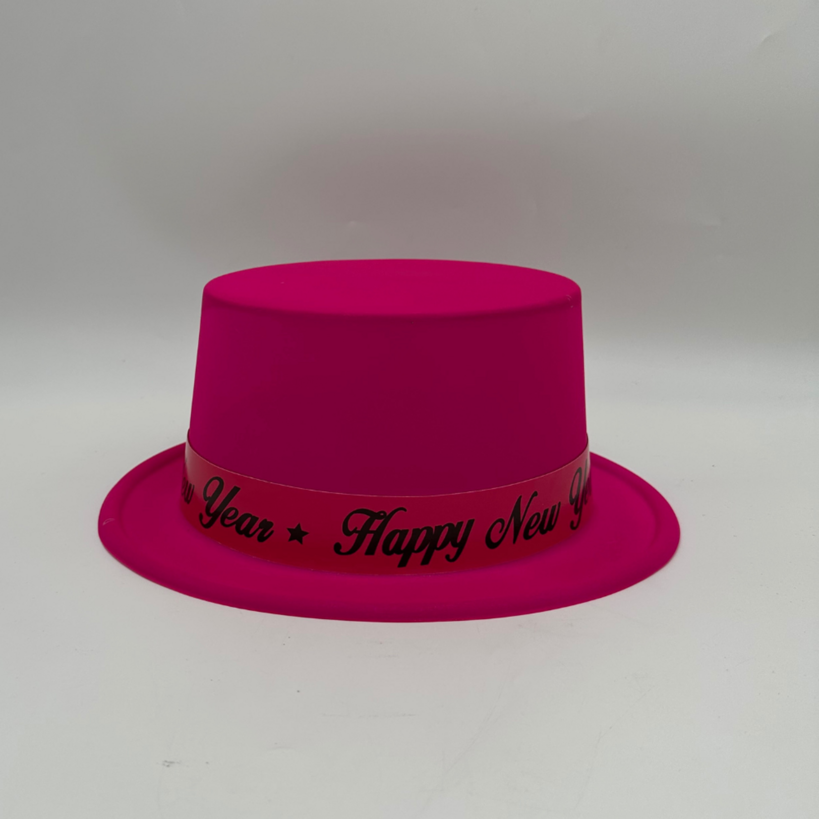 Plastic Neon Top Hats w/HNY Neon Band Neon Pink