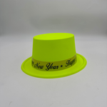 Plastic Neon Top Hats w/HNY Neon Band Neon Yellow