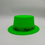 Plastic Neon Top Hats w/HNY Neon Band Neon Green