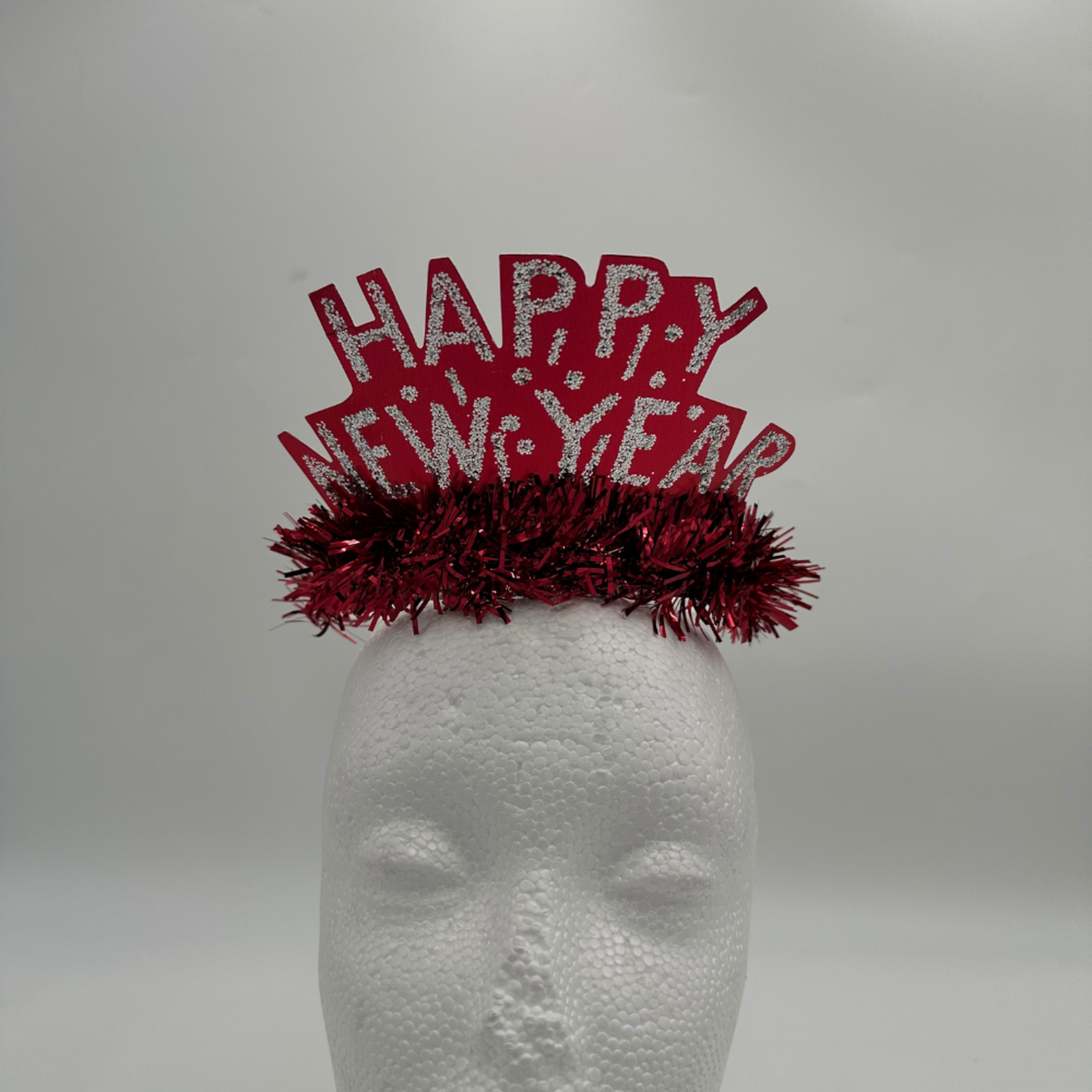 Glitter Happy New Year Tiaras with Metallic Fringe/tinsel
