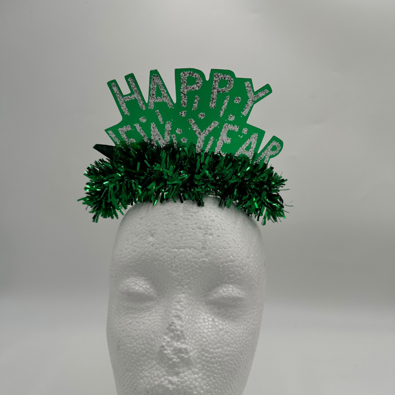 Glitter Happy New Year Tiaras with Metallic Fringe/tinsel