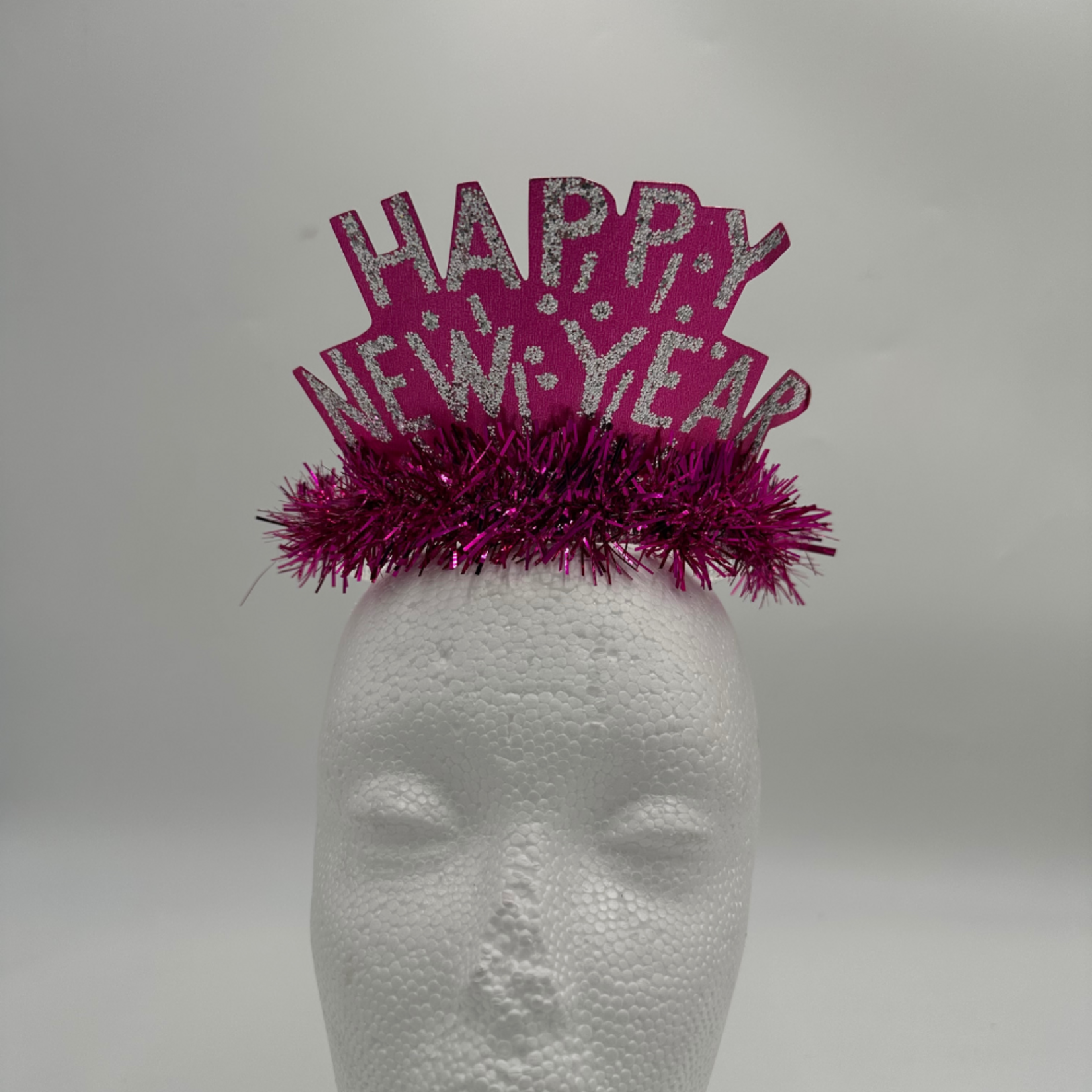 Glitter Happy New Year Tiaras with Metallic Fringe/tinsel