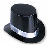 Black Top Hat  Black and Silver