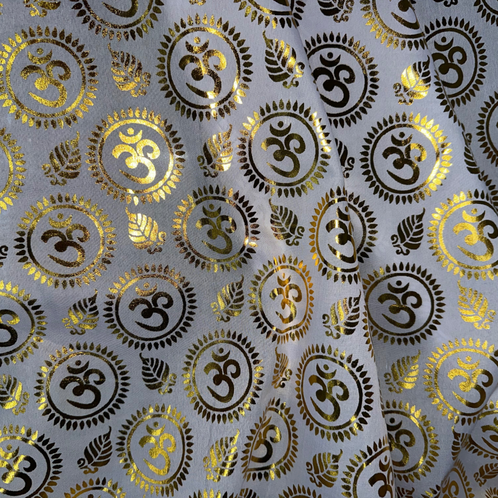 Religious Om Pattern Lame  -White