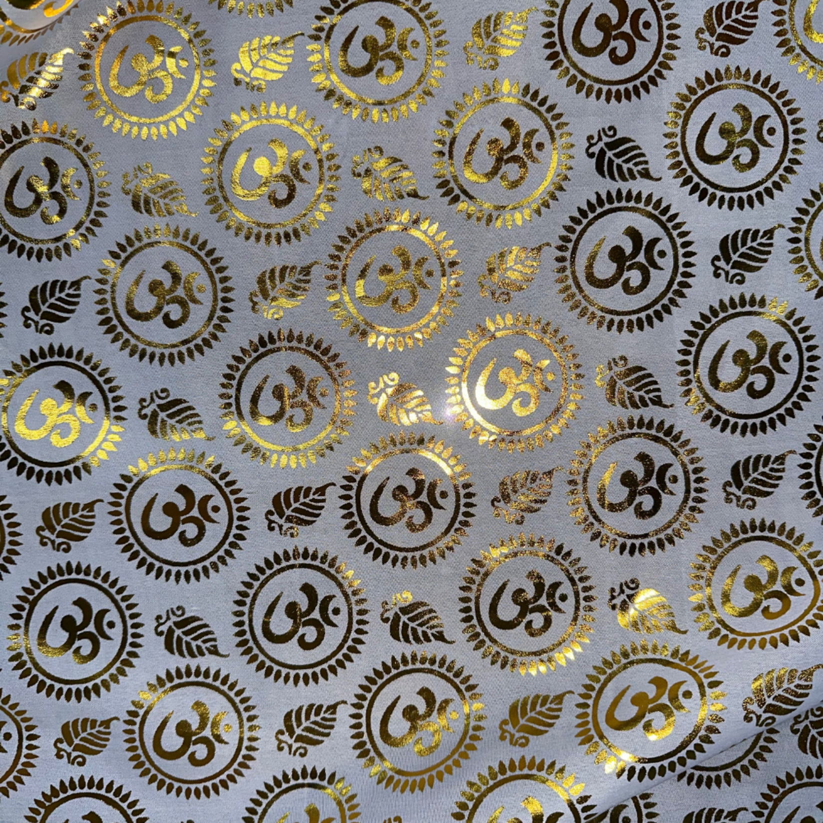 Religious Om Pattern Lame  -White