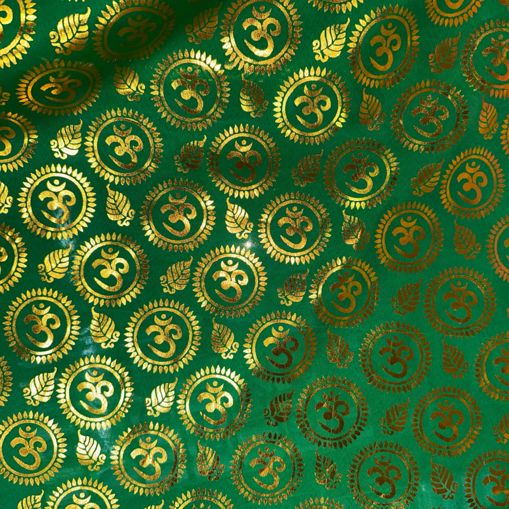 Religious Om Pattern Lame  - Emerald Green (#8)