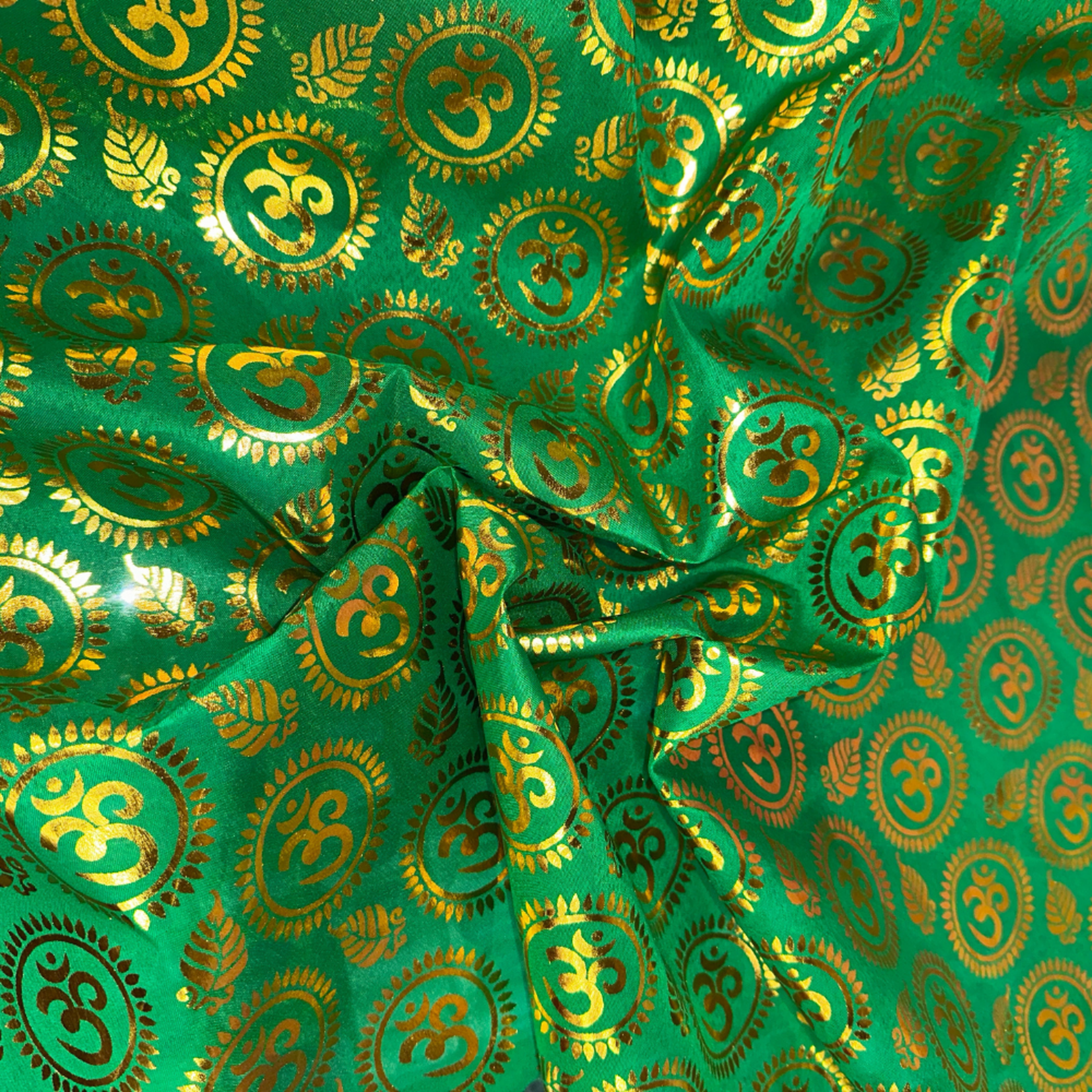 Religious Om Pattern Lame  - Emerald Green (#8)