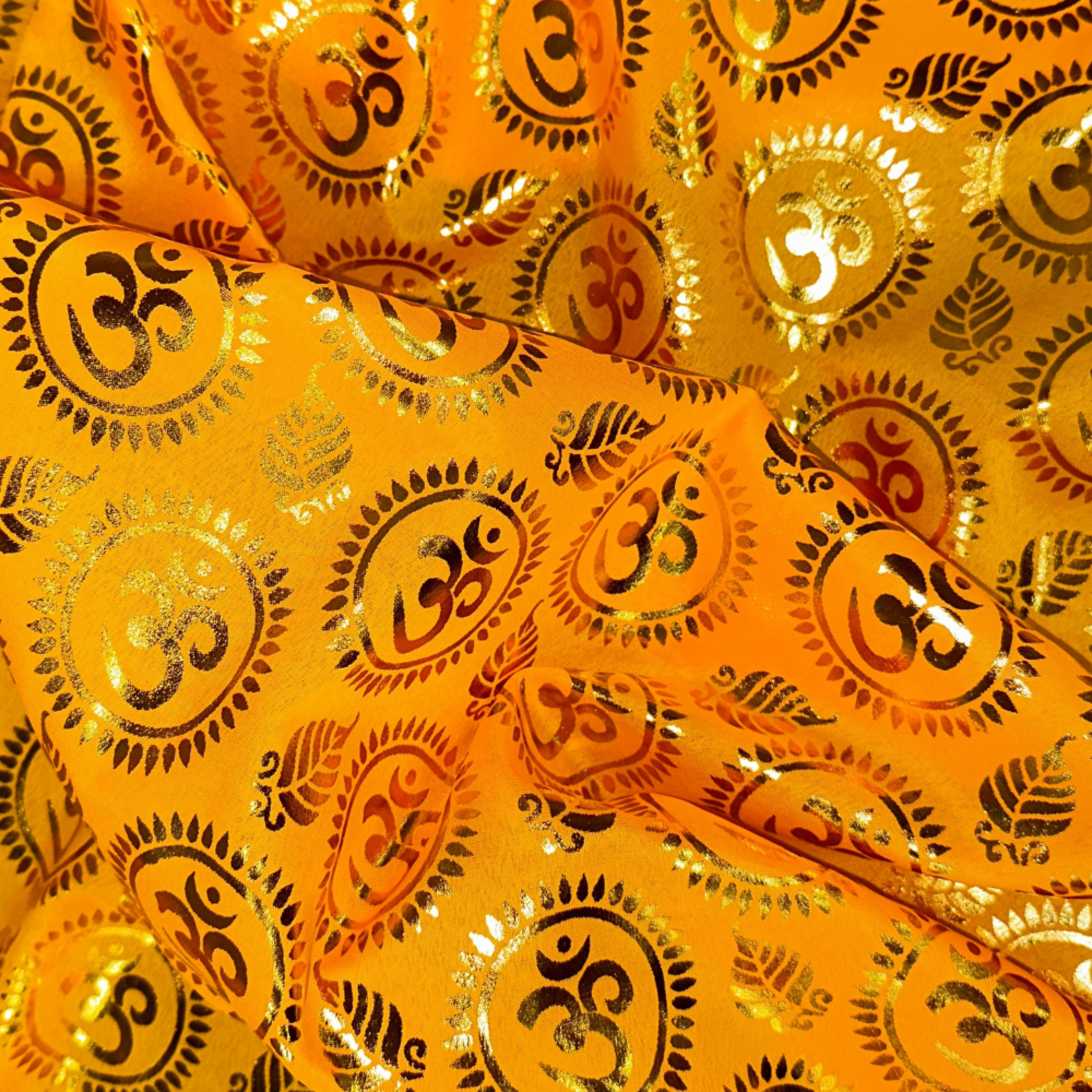 Religious Om Pattern Lame  - Yellow (#4)