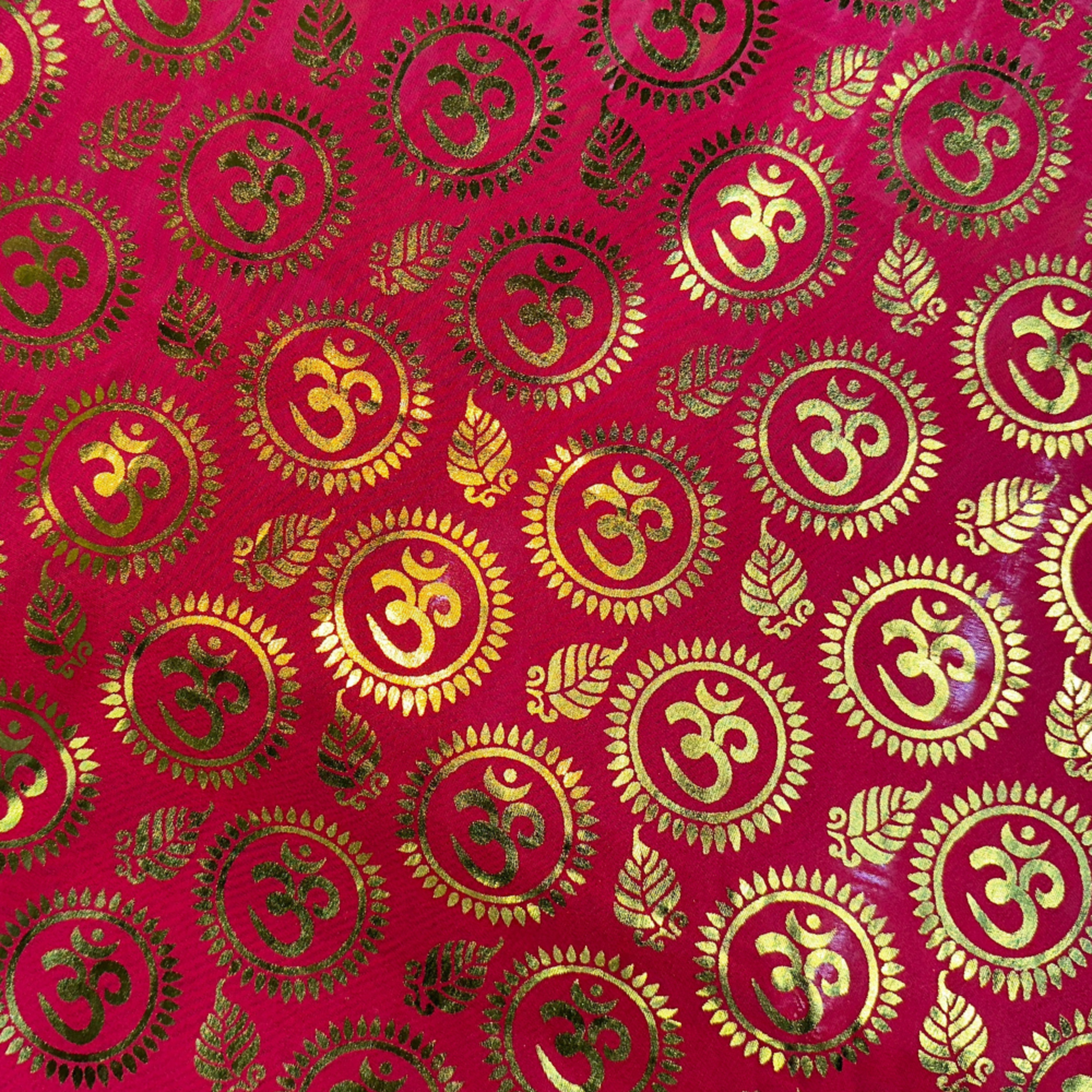 Religious Om Pattern Lame  - Red (#2)