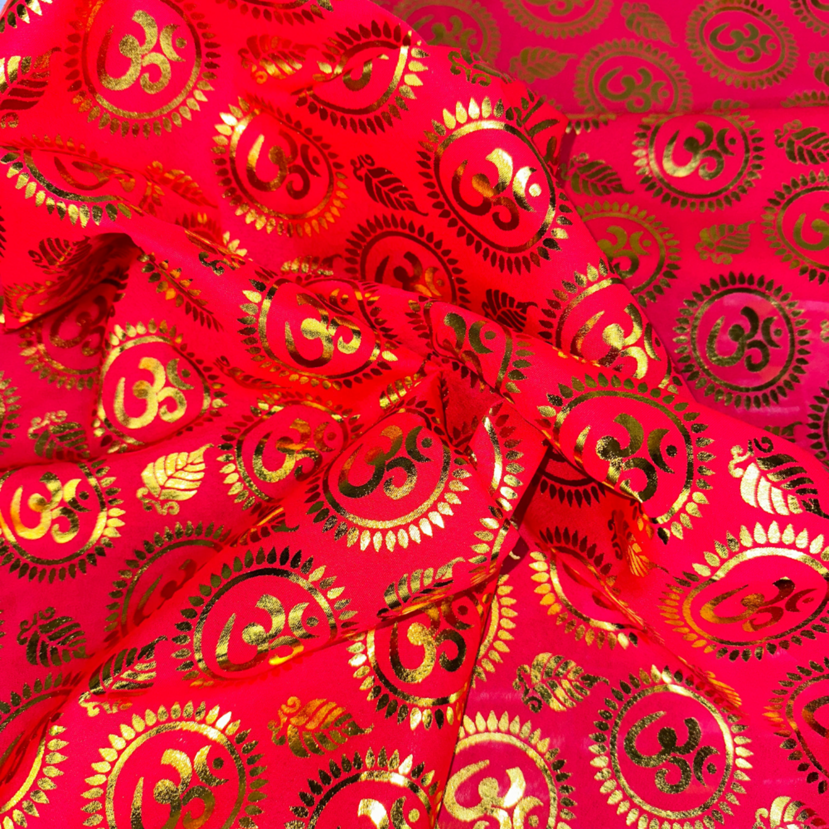 Religious Om Pattern Lame  - Red (#2)