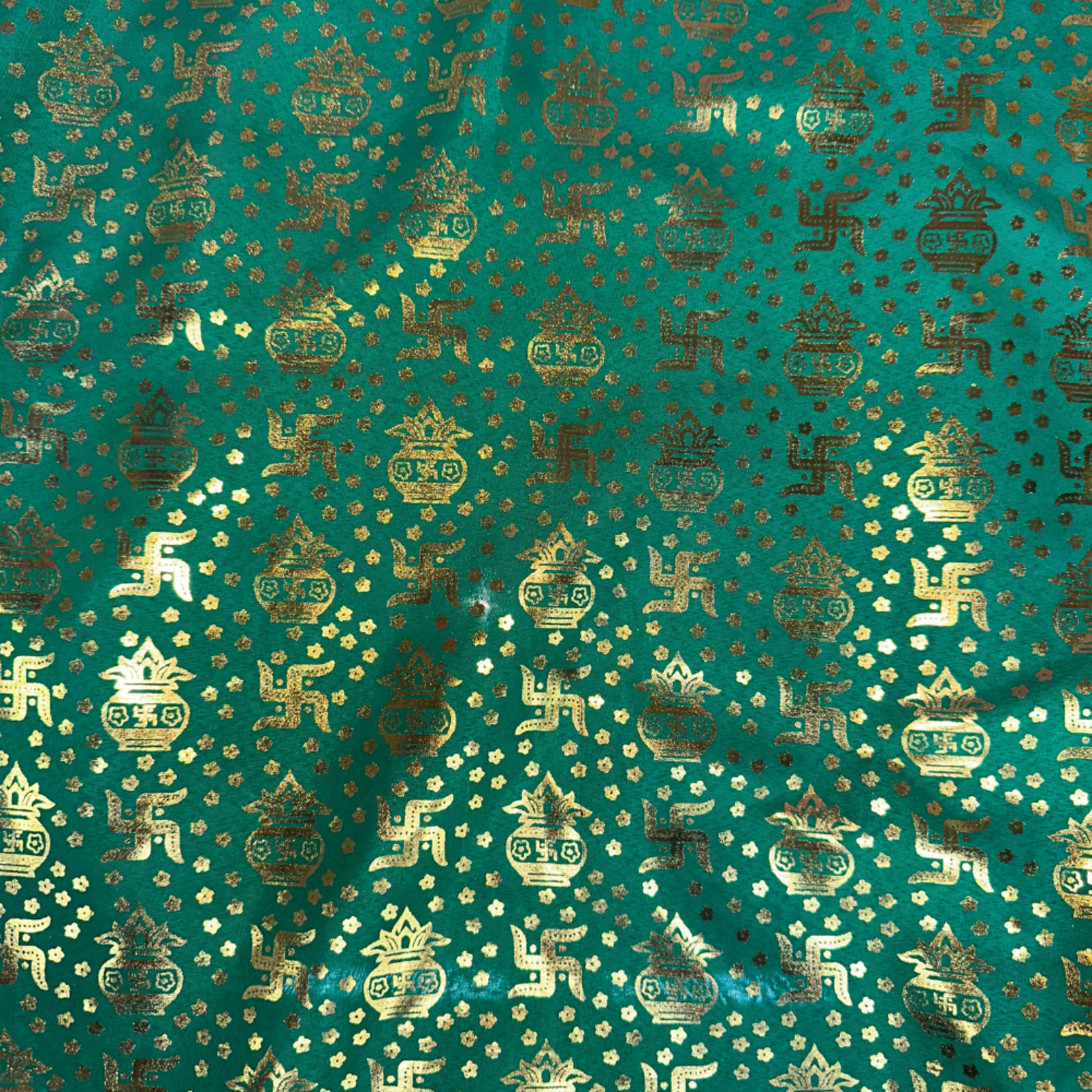 Religious Swastika Pattern Lame  - Emerald Green (#8)