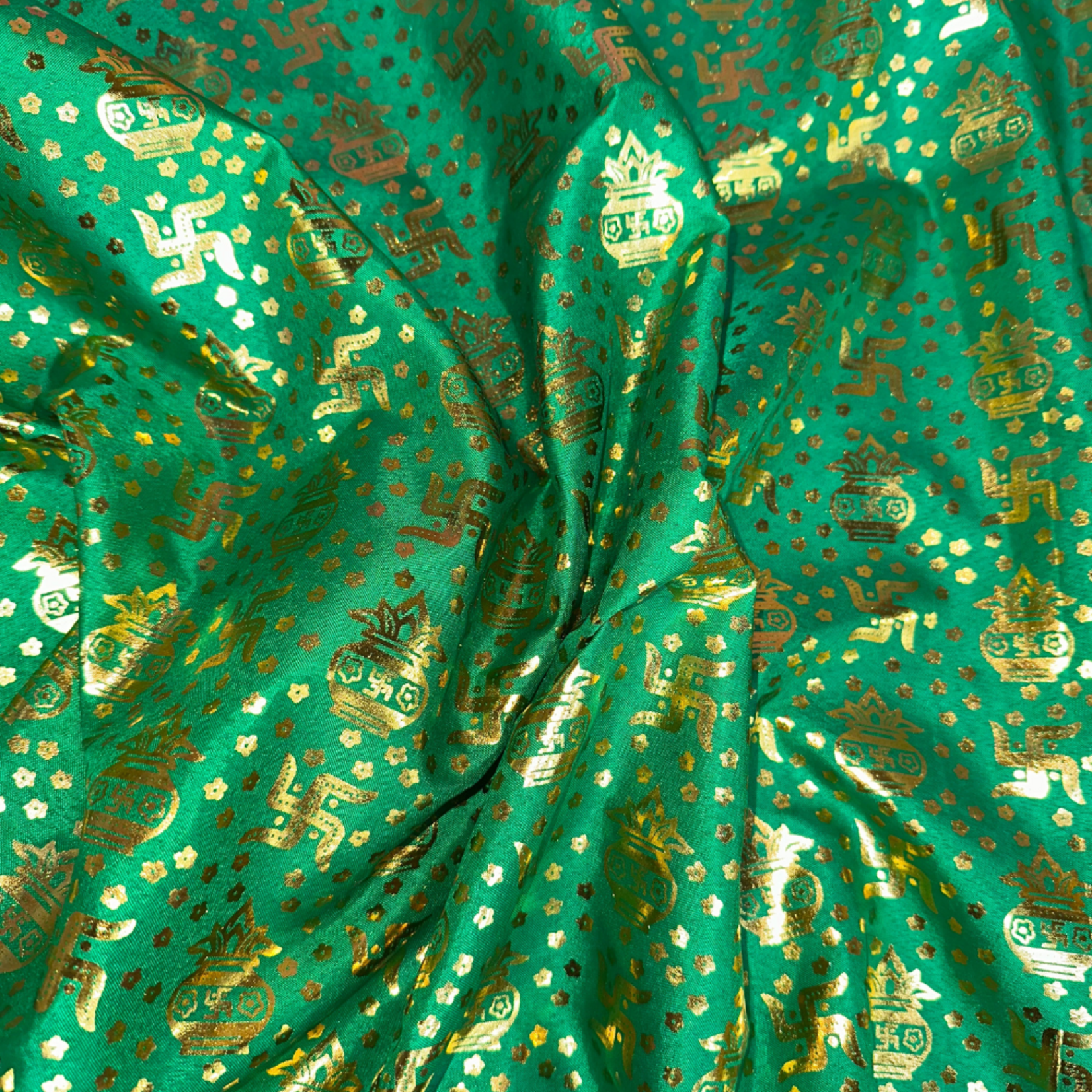 Religious Swastika Pattern Lame  - Emerald Green (#8)