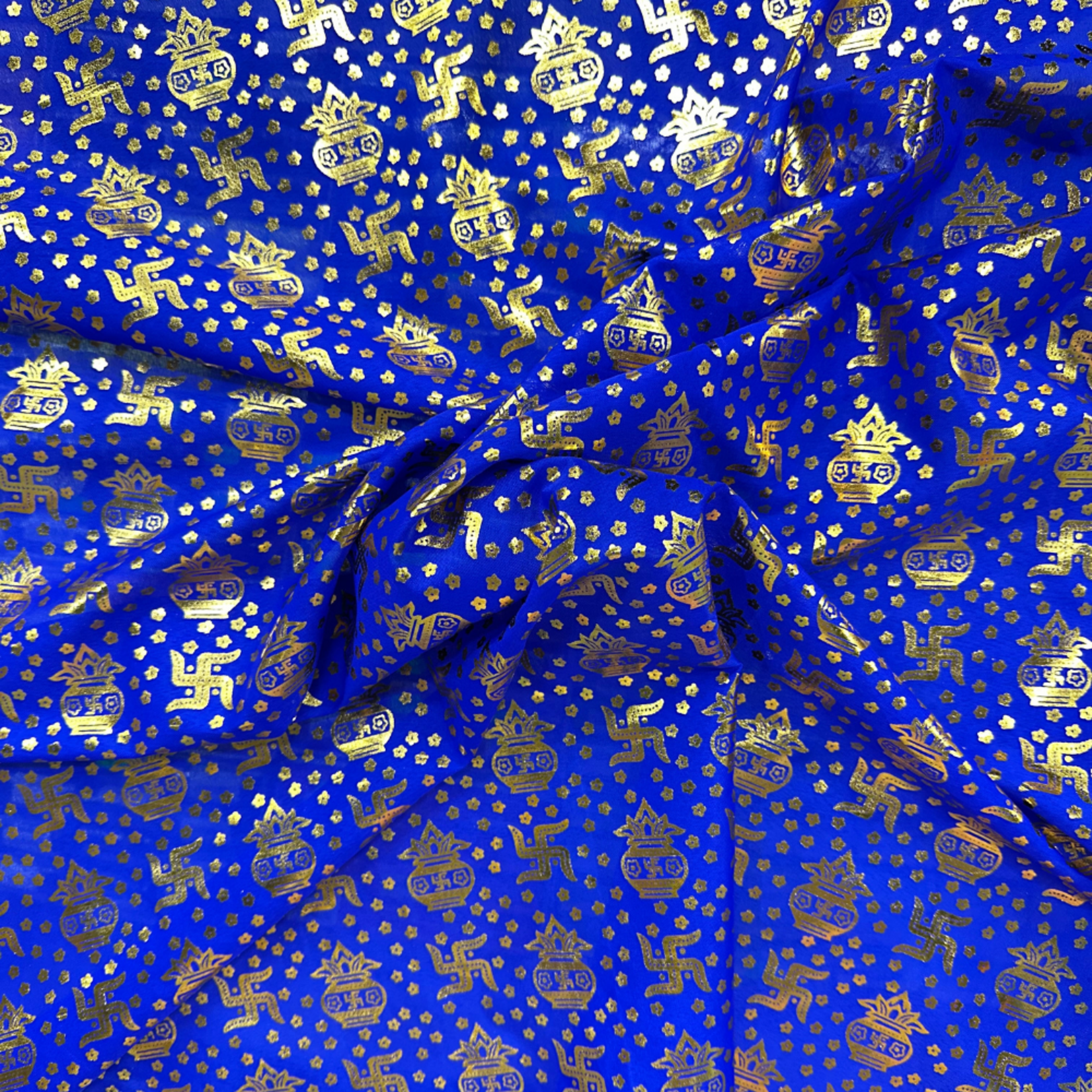 Religious Swastika Pattern Lame  - Royal Blue (#7)