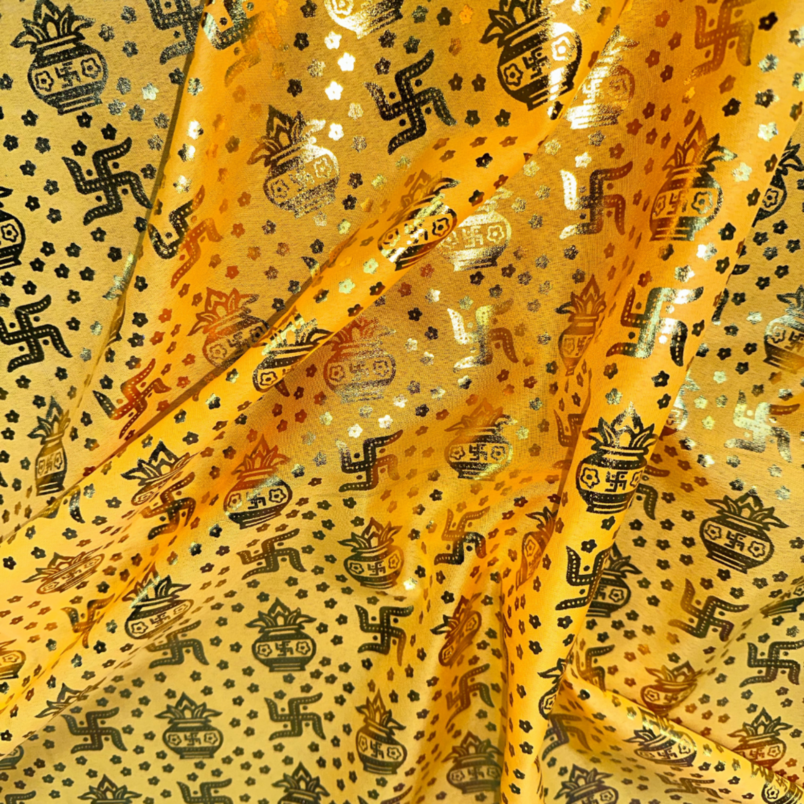 Religious Swastika Pattern Lame  - Yellow (#4)