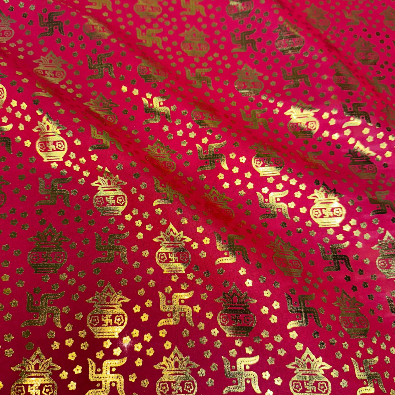 Religious Swastika Pattern Lame  - Red (#2)