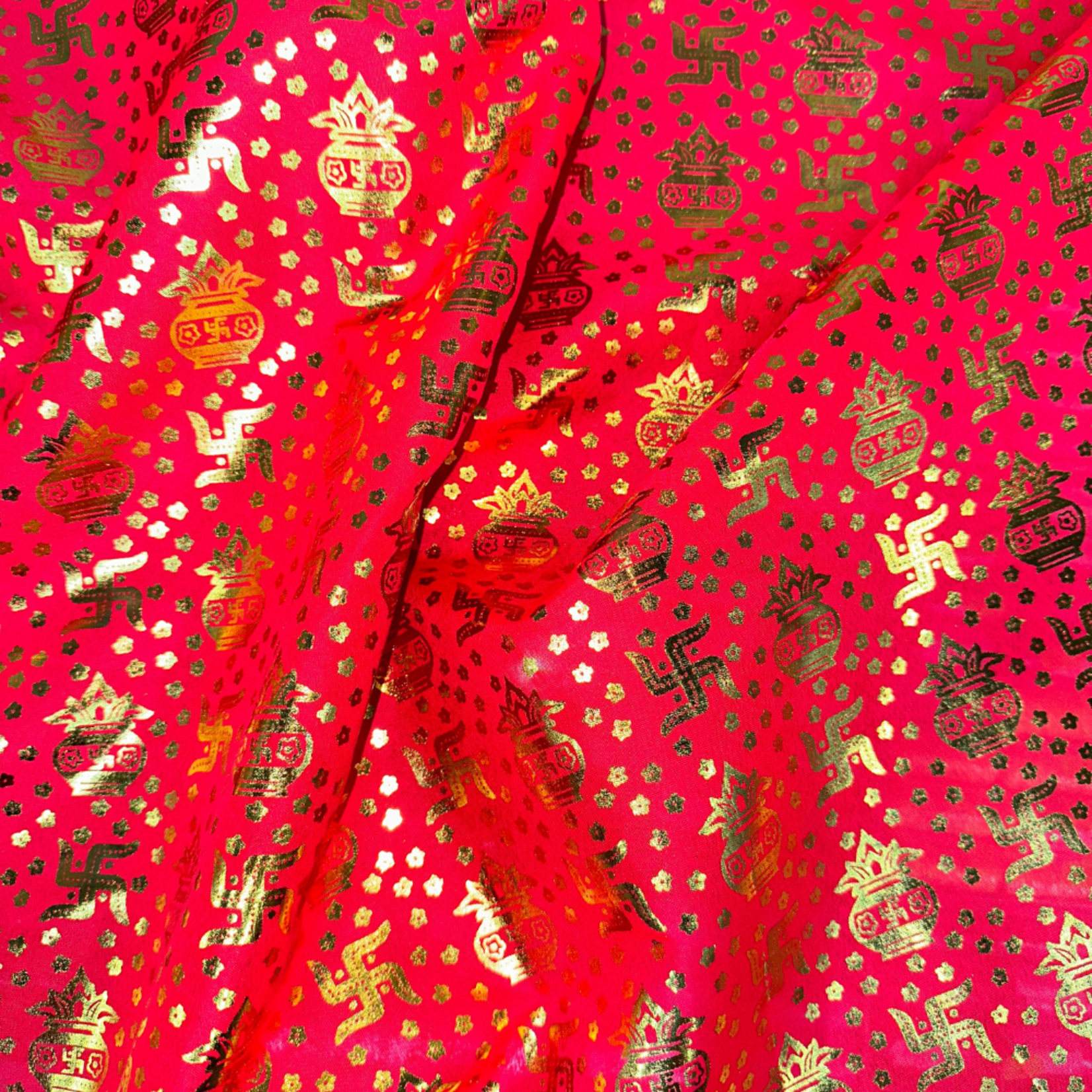 Religious Swastika Pattern Lame  - Red (#2)