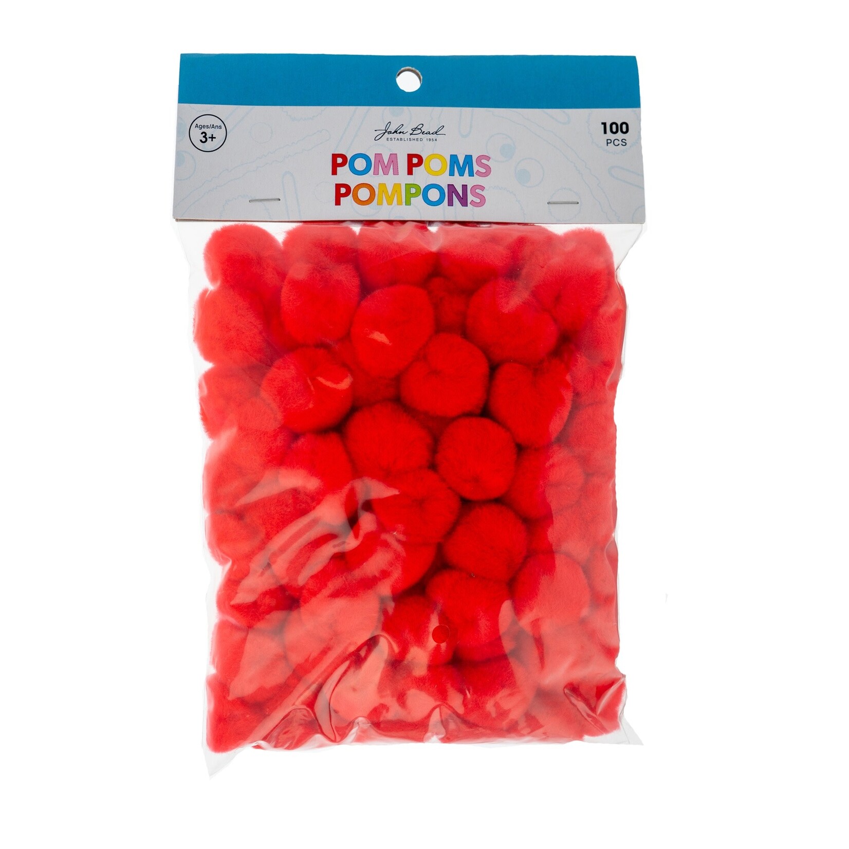 Pom Poms 100pcs 1in Red
