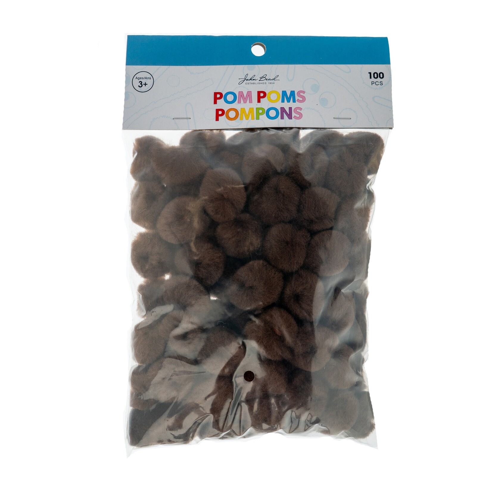 Pom Poms 100pcs 1in Brown
