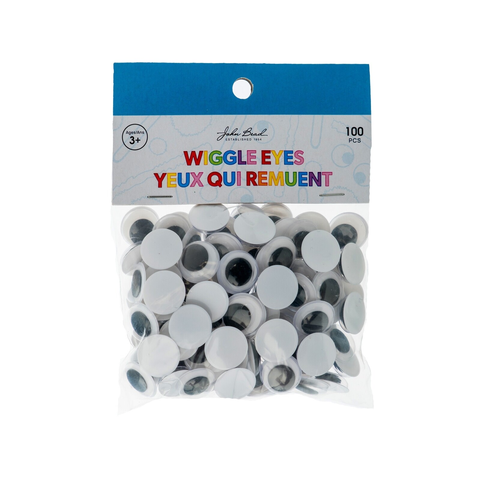 Wiggle Eyes 100pcs 15mm Black and White