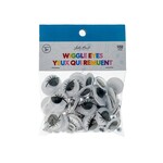 Wiggle Eyes with lashes 102pcs  20/10/6mm Black and White