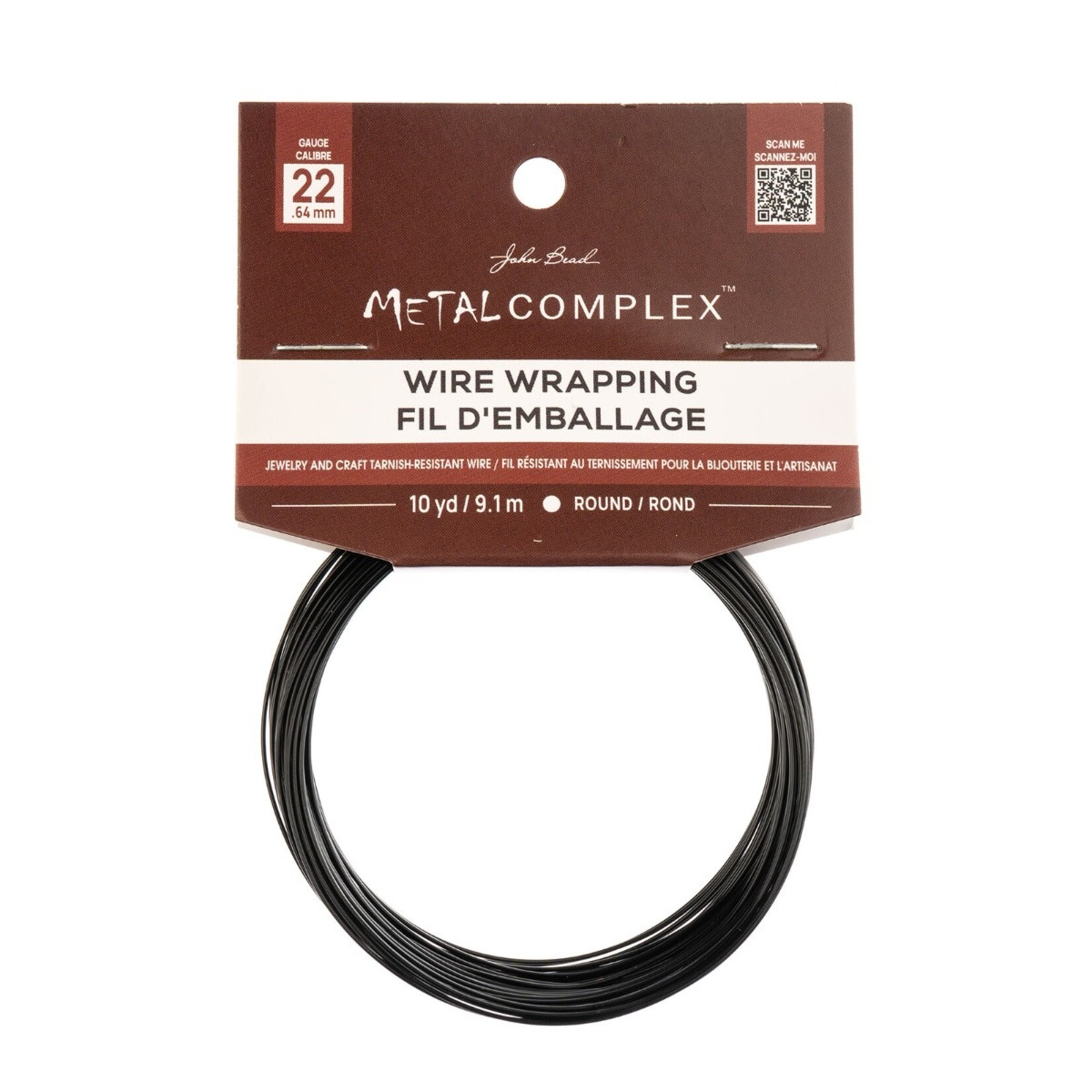 Metal Complex Colored Copper Wire No- Tarnish Medium 22ga (0.64mm) 30ft (9.144m) Black"
