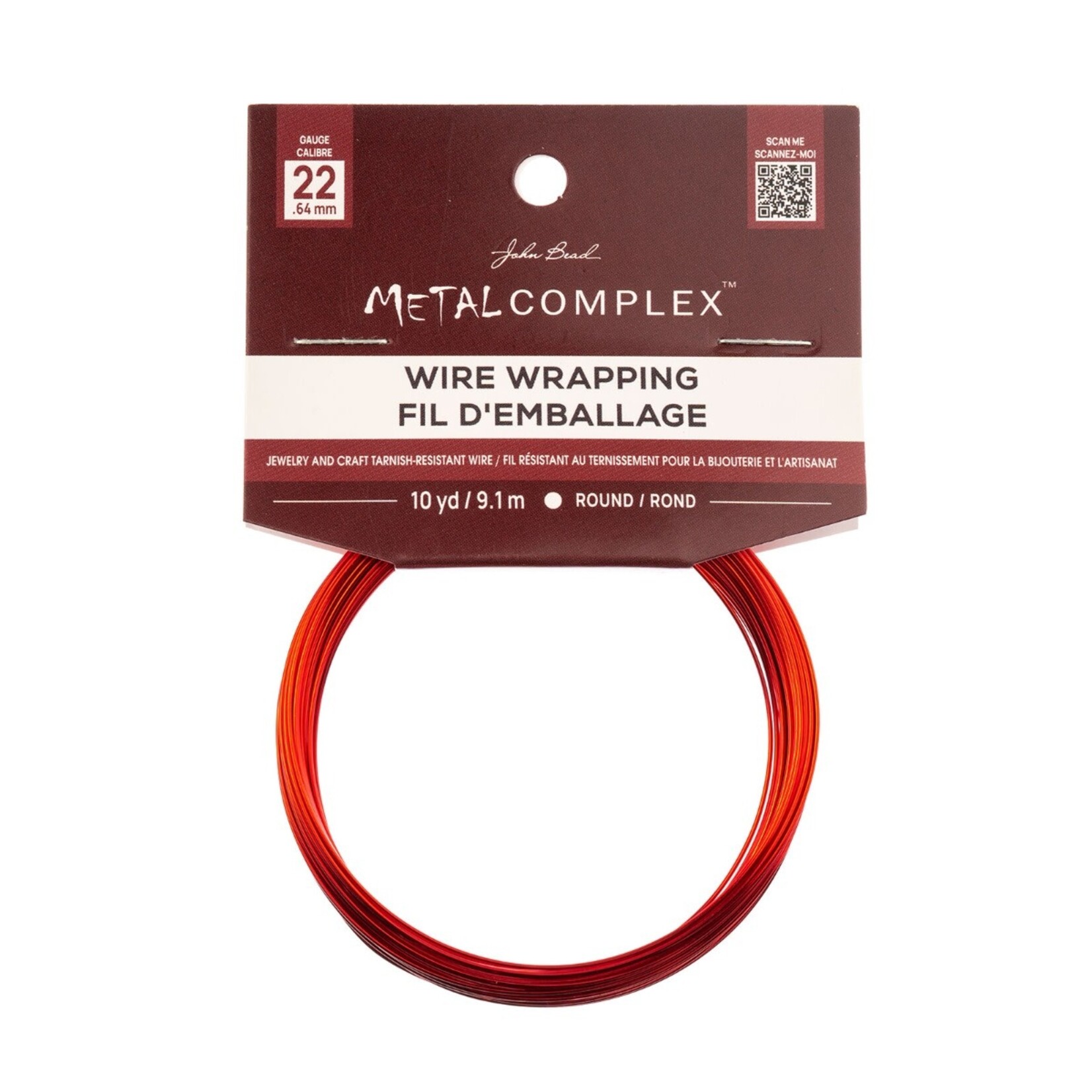 "Metal Complex Colored Copper Wire No- Tarnish Medium 22ga (0.64mm) 30ft (9.144m) Orange"