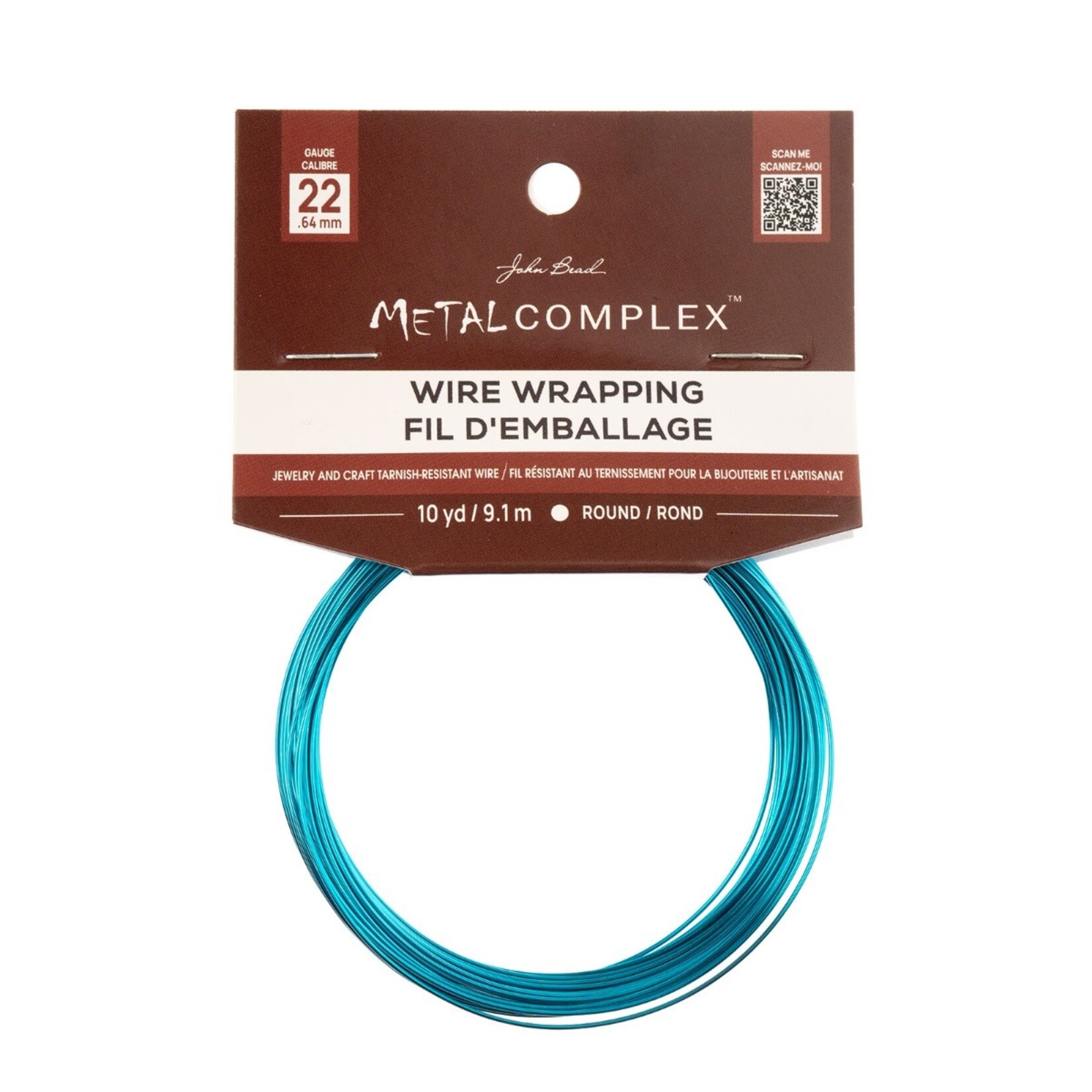 Metal Complex Colored Copper Wire No- Tarnish Medium 22ga (0.64mm) 30ft (9.144m) Electric Blue"